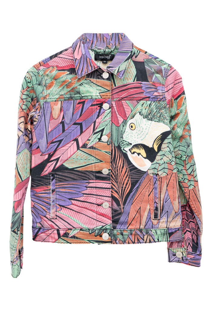 Chamarra Guacamaya Negro Rosa