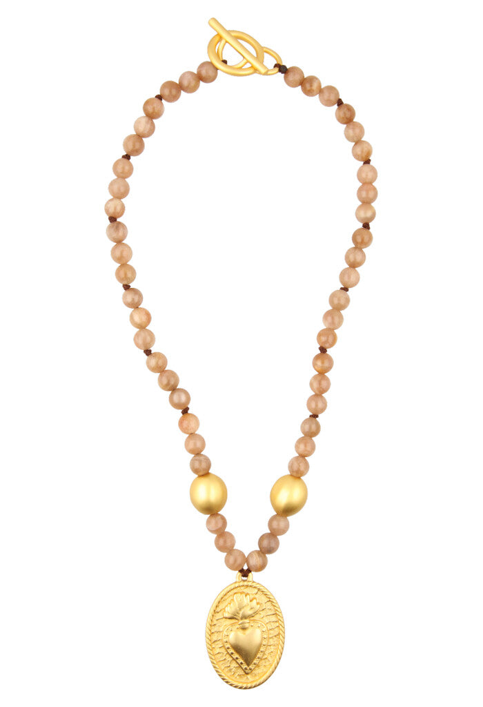 Collar Unisex Sagrado Corazón con Ágata