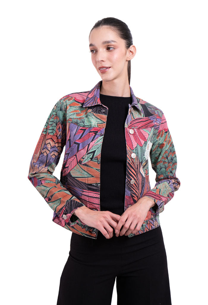 Chamarra Guacamaya Negro Rosa