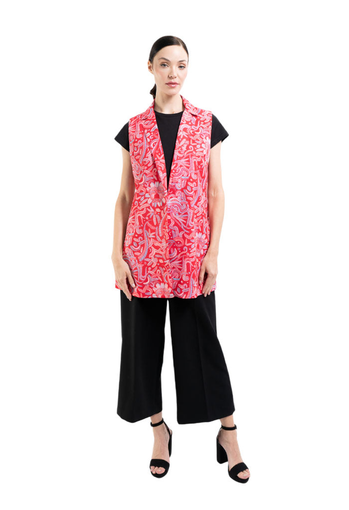 Chaleco Okuili Quetzalcóatl Rojo Brillante