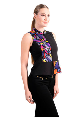 Chaleco Combinado Mariposa Abstracta Negro