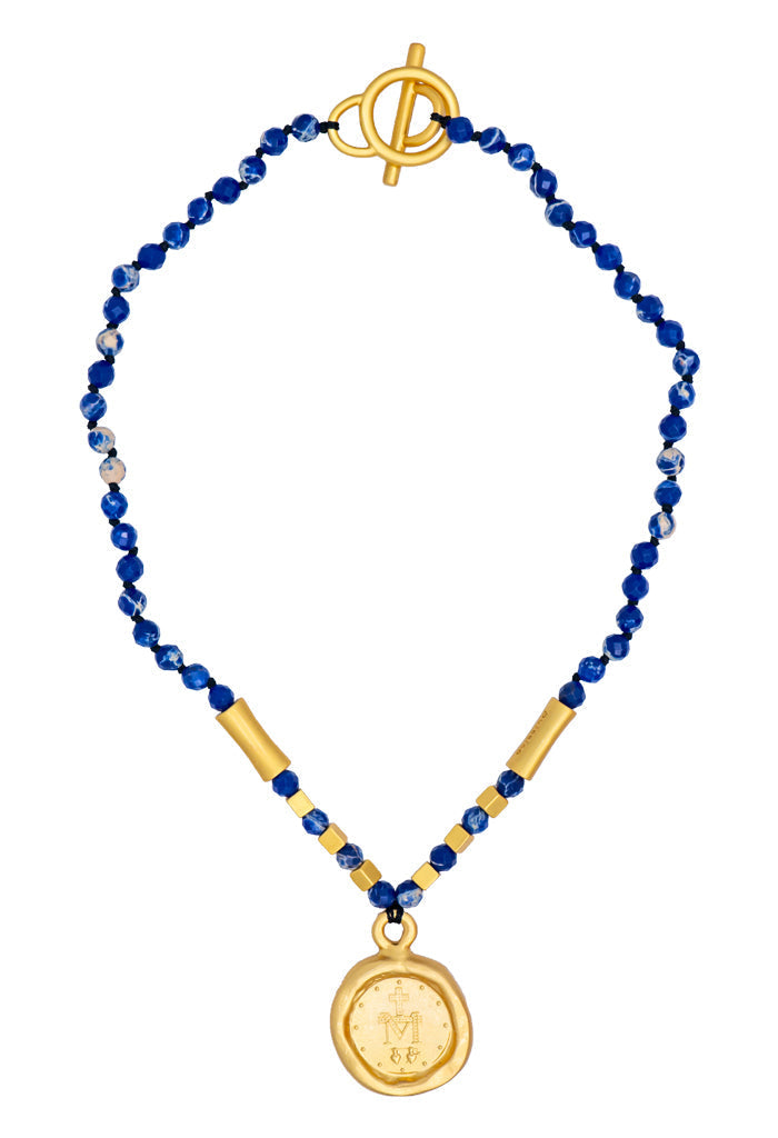Collar Virgen Milagrosa Azul
