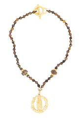 Collar Virgen de Guadalupe Estilo Vintage Café