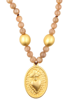 Collar Unisex Sagrado Corazón con Ágata