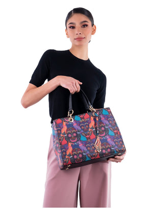 Bolsa Kaxan Saffiano Día de Muertos Mictlán Negro