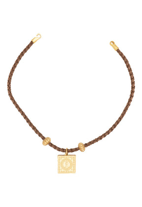 Collar Virgen de Guadalupe Tejido con Dije Cuadrado