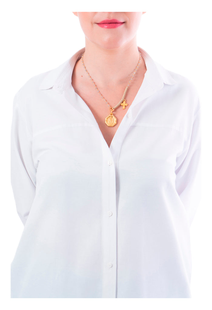 Collar Virgen de Guadalupe con Dije Octagonal