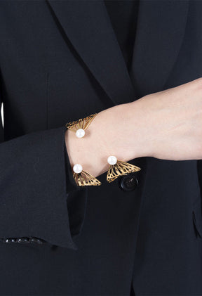 Brazalete Ajustable  Mariposa  Monarca Perla Cultivada