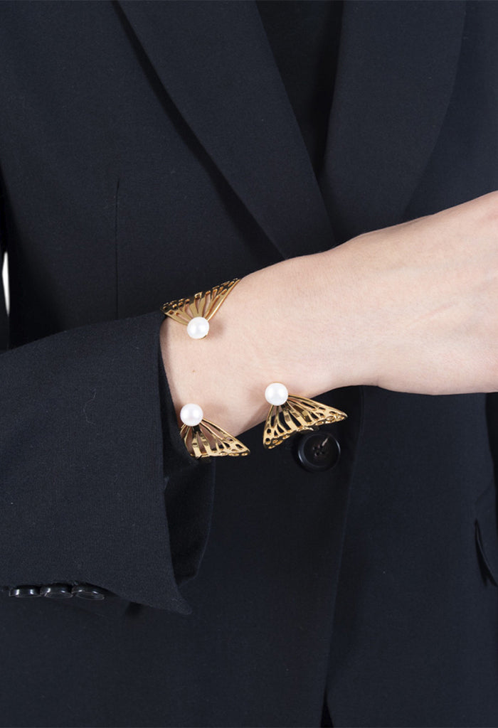 Brazalete Ajustable  Mariposa  Monarca Perla Cultivada