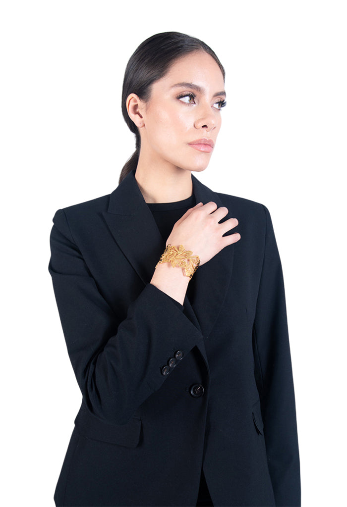 Brazalete Ajustable  Mariposa  Monarca con baño Oro