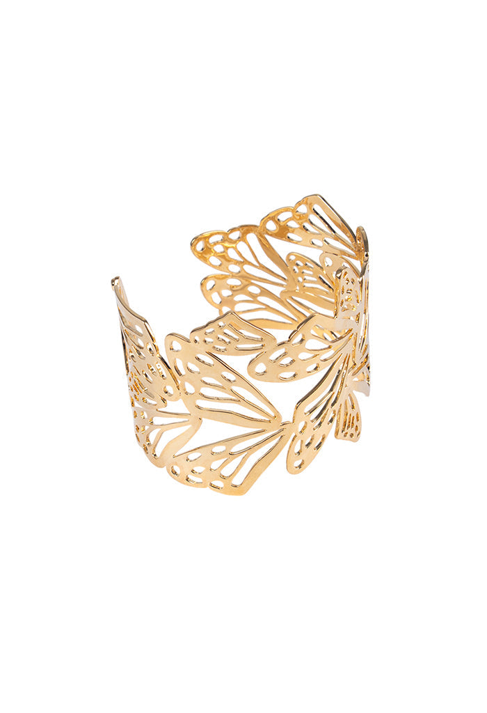 Brazalete Ajustable  Mariposa  Monarca con baño Oro