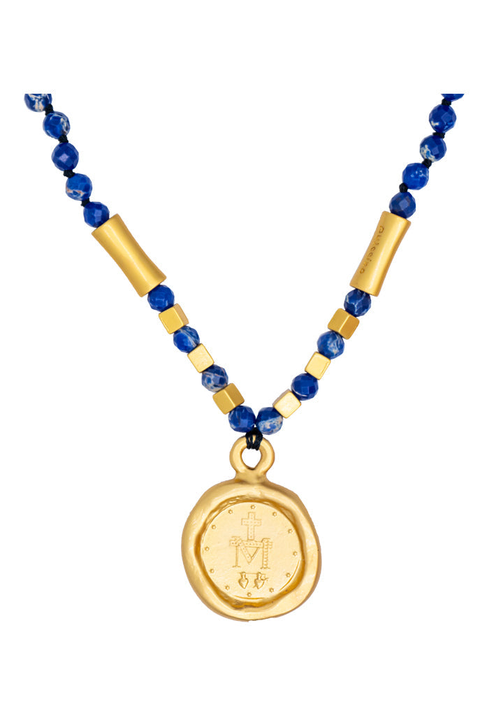Collar Virgen Milagrosa Azul