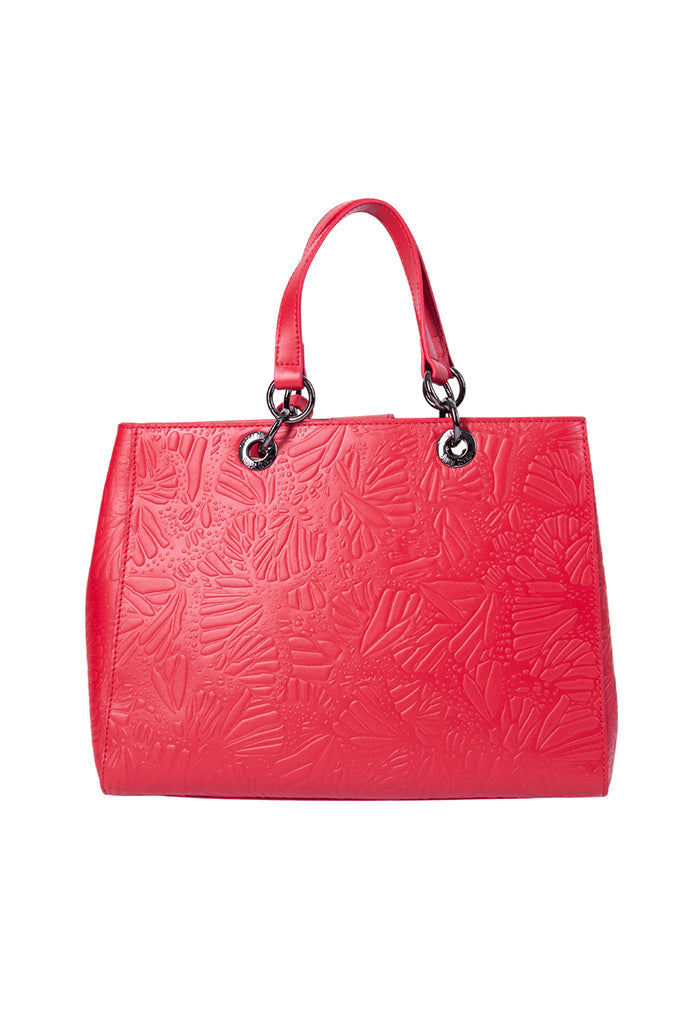 Bolsa Kaxan Piel Herraje Negro Grabado Mariposa