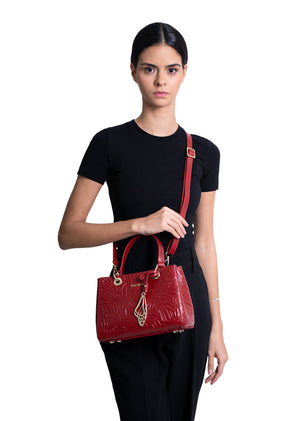 Mini Satchel Kaxan  Piel Grabado Mariposa