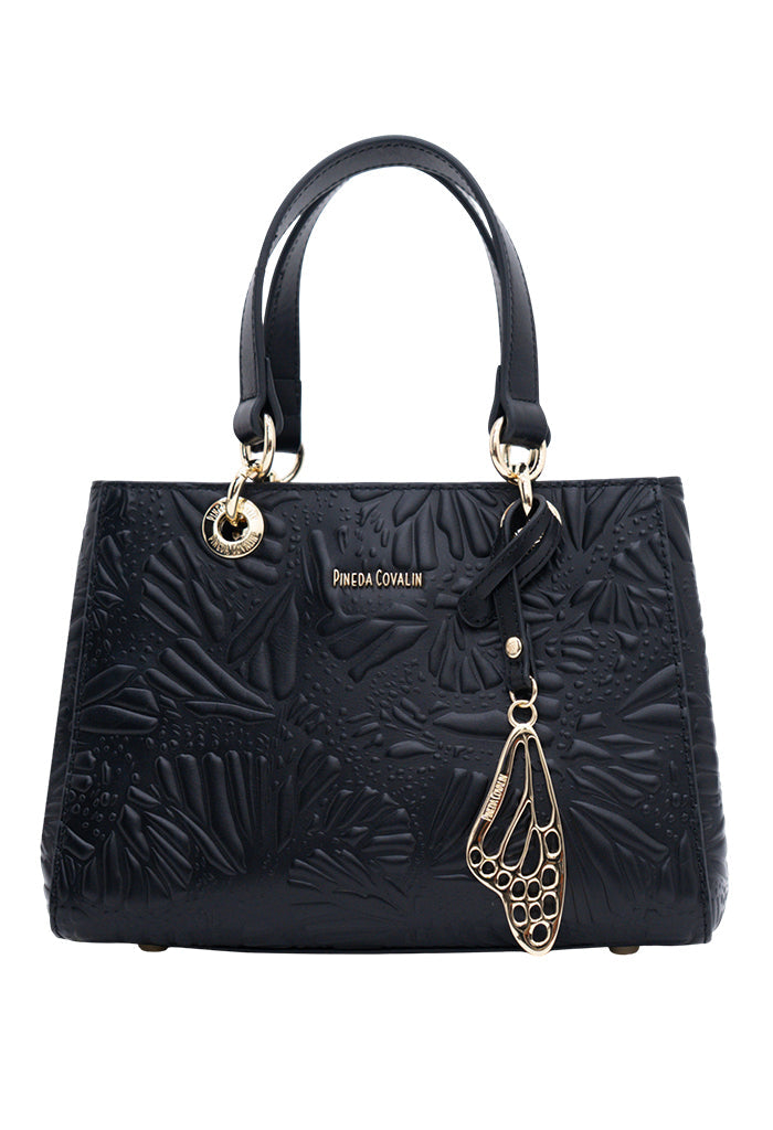 Mini Satchel Kaxan  Piel Grabado Mariposa