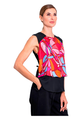 Blusa Pétalos Mariposa Abstracta Rojo