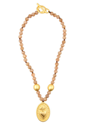 Collar Unisex Sagrado Corazón con Ágata