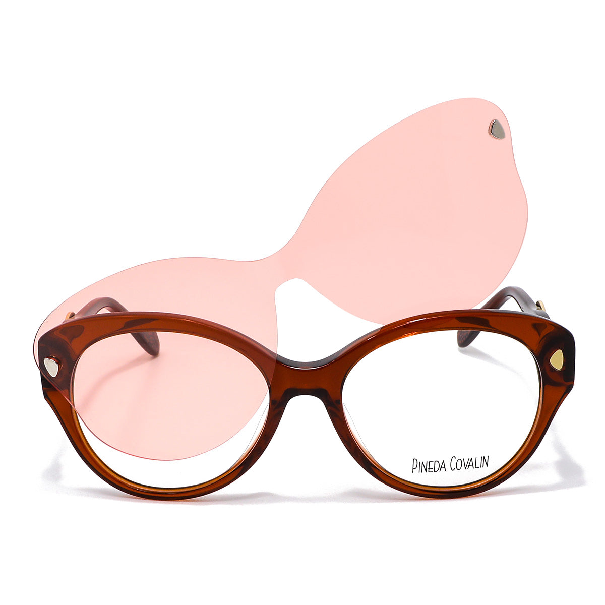 Lentes Clip On Pantos Café Mariposa Dorada