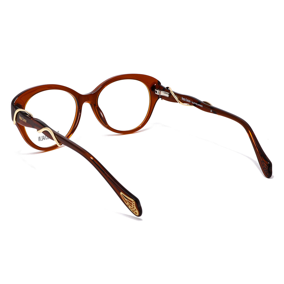 Lentes Clip On Pantos Café Mariposa Dorada