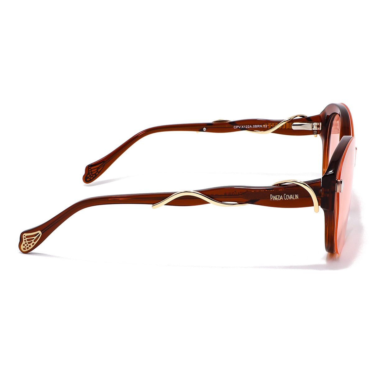 Lentes Clip On Pantos Café Mariposa Dorada