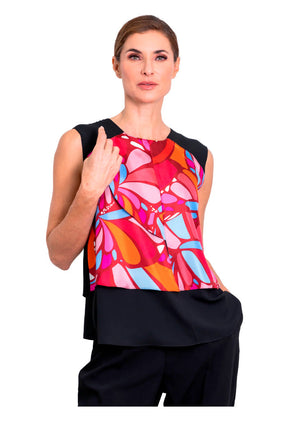 Blusa Pétalos Mariposa Abstracta Rojo