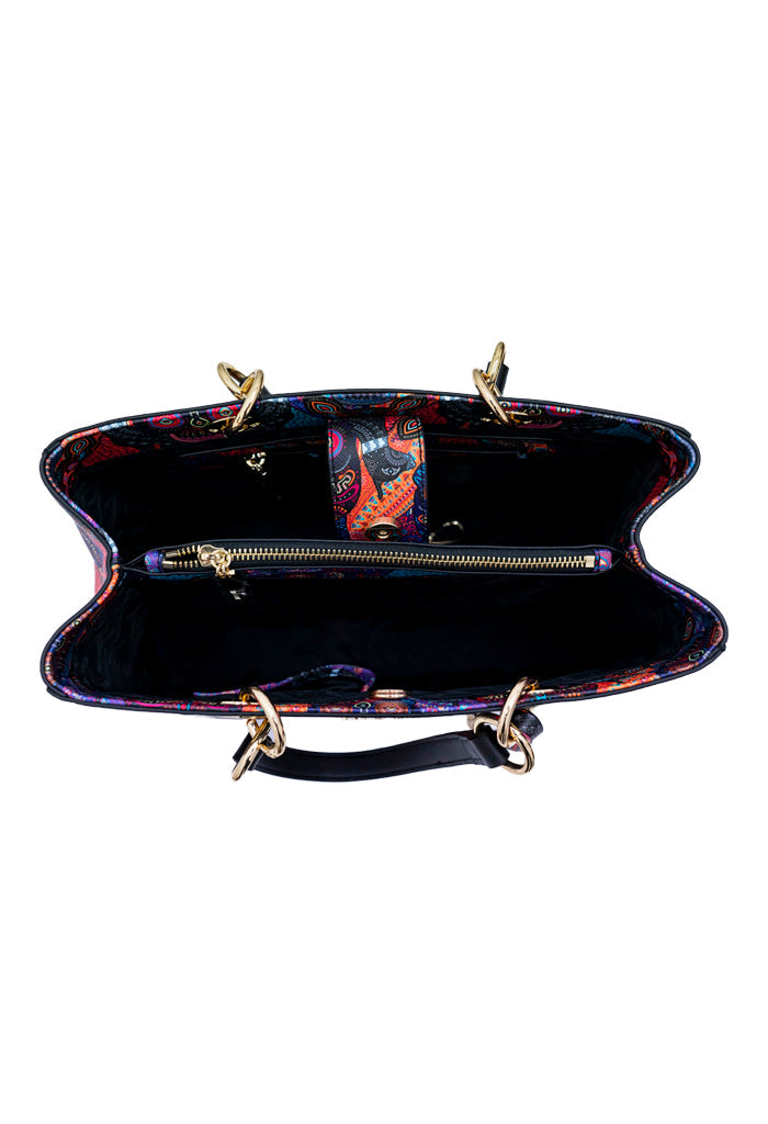 Bolsa Kaxan Saffiano Día de Muertos Mictlán Negro