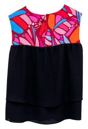 Blusa Pétalos Mariposa Abstracta Rojo