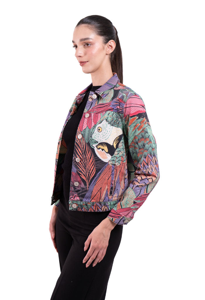 Chamarra Guacamaya Negro Rosa