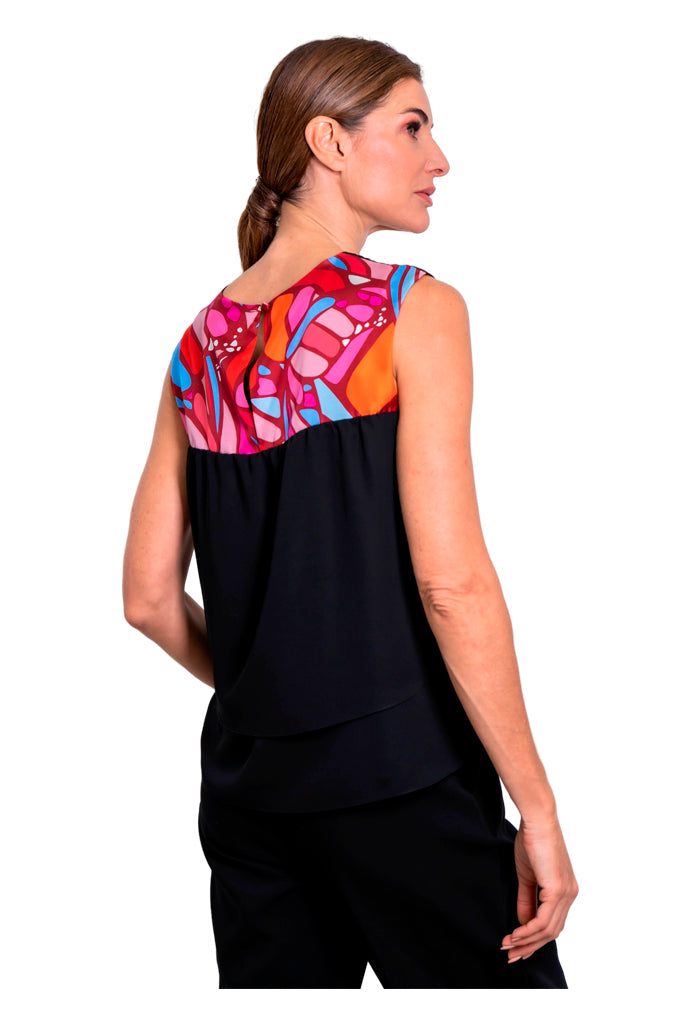 Blusa Pétalos Mariposa Abstracta Rojo