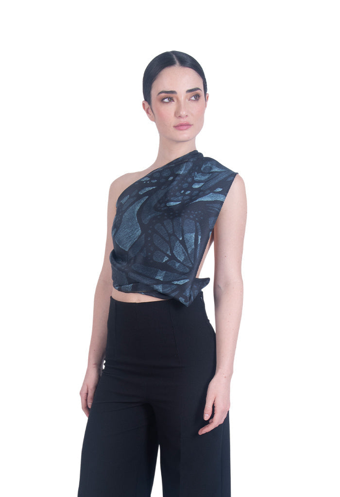 Mascada Vuelo de Mariposa Mezclilla 90 cm