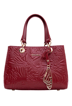 Mini Satchel Kaxan  Piel Grabado Mariposa